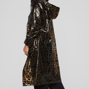 Fashion Nova semi clear Leopard Raincoat 2XL